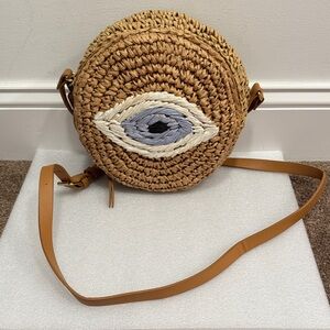 Evil eye top ten accessories round straw woven crossbody bag purse